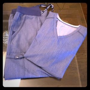 Small blue jean color scrubs